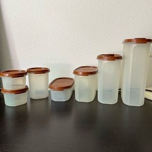 Tupperware Modular Mates-1605,1606,1611,1612,1614,1621-8 Container w/Brown Lids